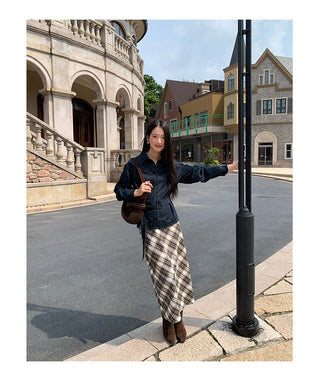 plaid straight skirt