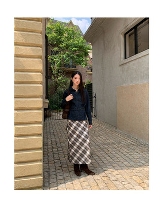 plaid straight skirt
