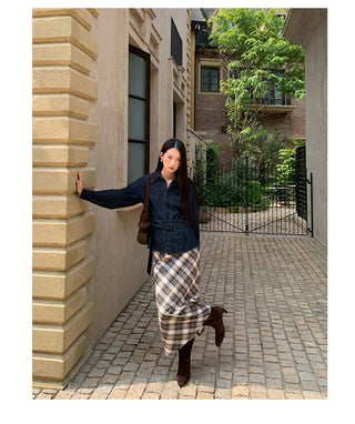 plaid straight skirt