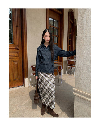 plaid straight skirt