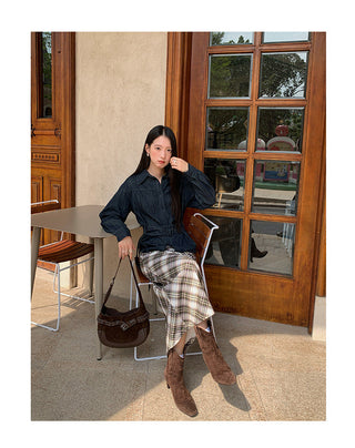 plaid straight skirt