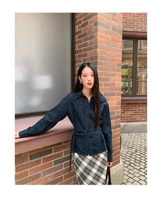 plaid straight skirt