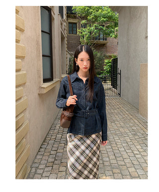 plaid straight skirt