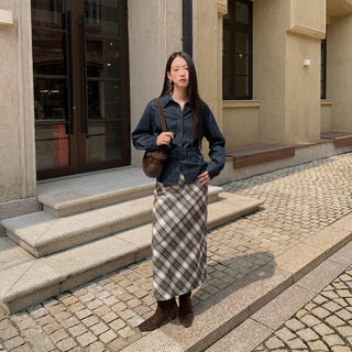plaid straight skirt