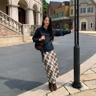 plaid straight skirt