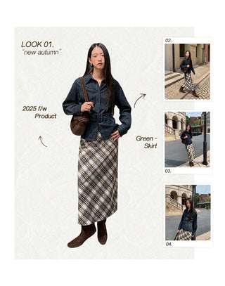 plaid straight skirt