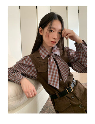 plaid drop-shoulder