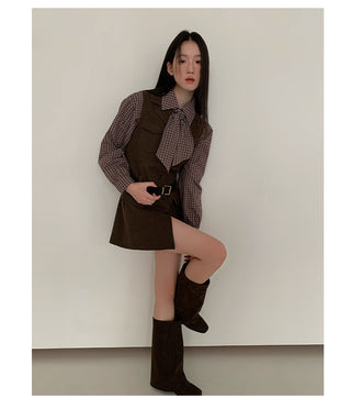 plaid drop-shoulder