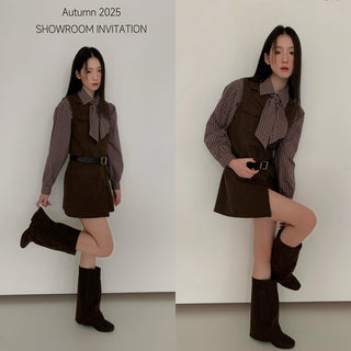 plaid drop-shoulder