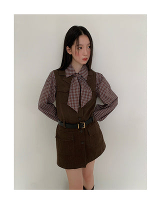 plaid drop-shoulder