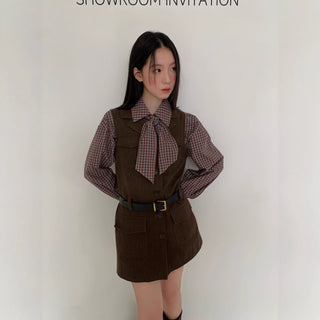 plaid drop-shoulder