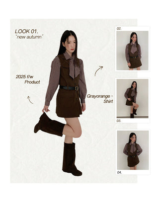 plaid drop-shoulder