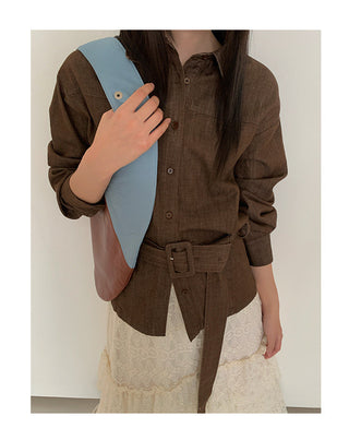 belted denim Top