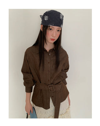 belted denim Top
