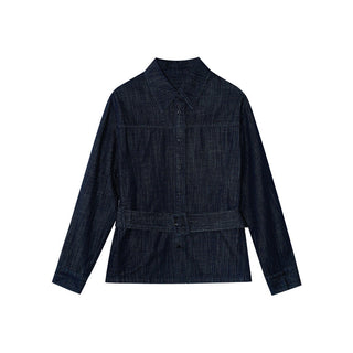 belted denim Top