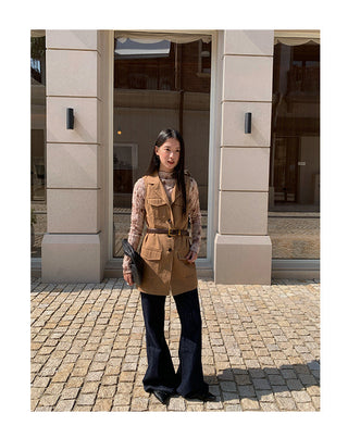 belted long vest