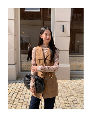 belted long vest