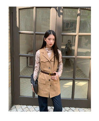 belted long vest