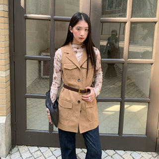 belted long vest