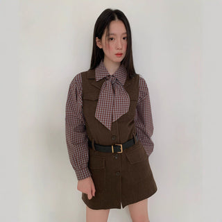 belted long vest