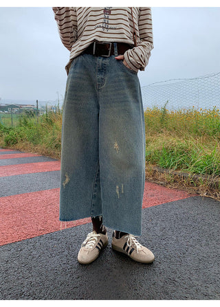 distressed cropped jeans