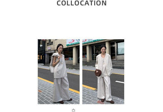 textured wide pants