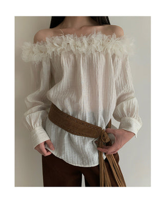 feather off-shoulder