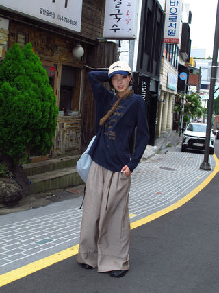 twill wide pants