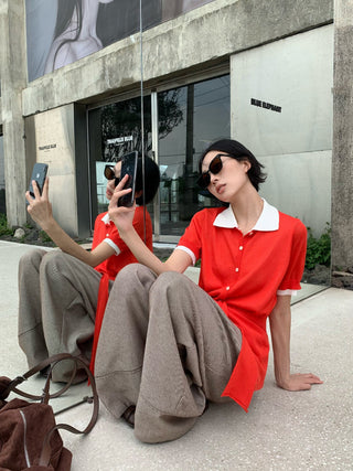 twill wide pants