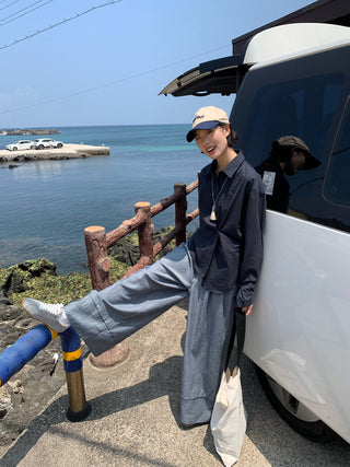 twill wide pants