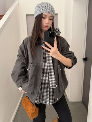 Workwear Leather Collar Jacket