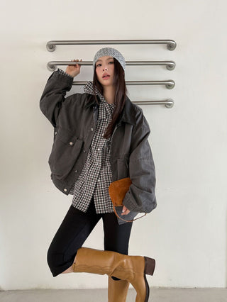 Workwear Leather Collar Jacket