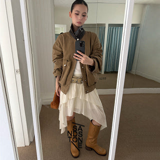 Workwear Leather Collar Jacket