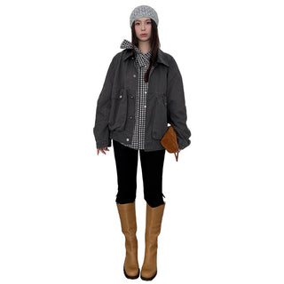 Workwear Leather Collar Jacket