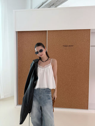 Lapel Drawstring Leather Coat