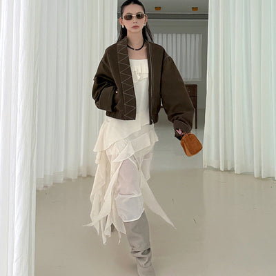 Contrast Color Loose Jacket