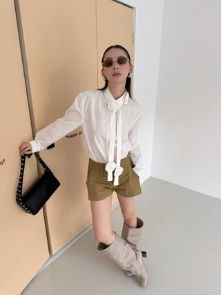 Rose Tie Decorative Shirt