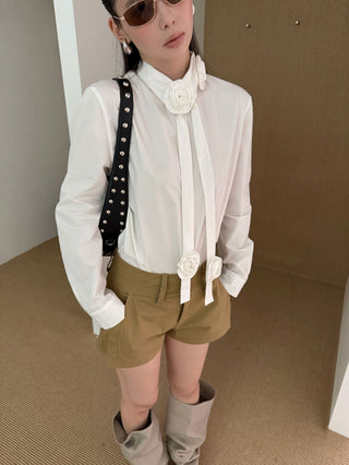 Rose Tie Decorative Shirt