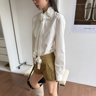 Rose Tie Decorative Shirt