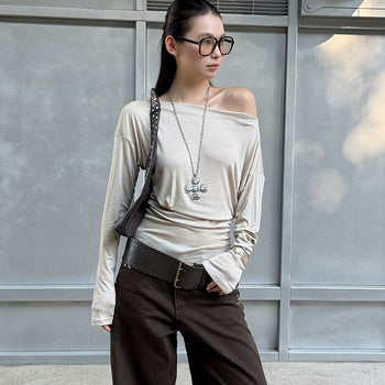 Off-Shoulder Loose T-Shirt