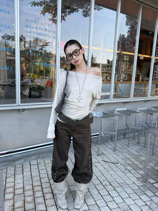 Off-Shoulder Loose T-Shirt