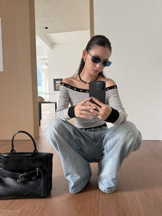 Hollow Off-Shoulder Shirt