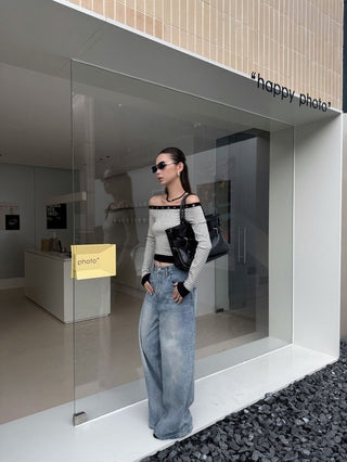Hollow Off-Shoulder Shirt