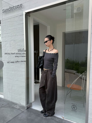 Hollow Off-Shoulder Shirt