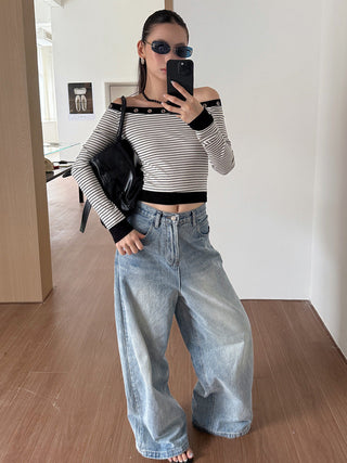 Hollow Off-Shoulder Shirt