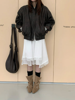 Distressed Leather Motorcycle Jacket