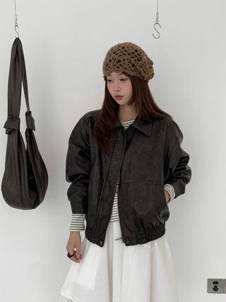 Distressed Leather Motorcycle Jacket