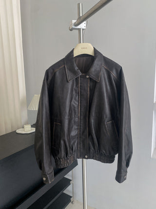 Distressed Leather Motorcycle Jacket