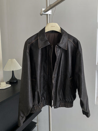 Distressed Leather Motorcycle Jacket