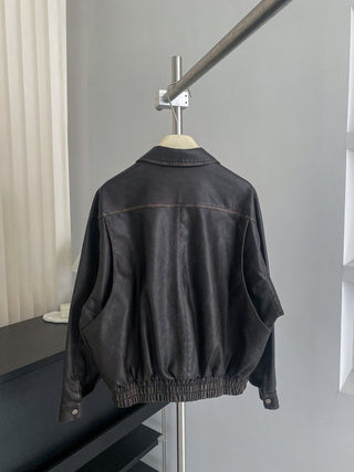 Distressed Leather Motorcycle Jacket